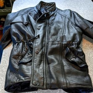 Vintage Men's 1980s Large Leather Car Coat